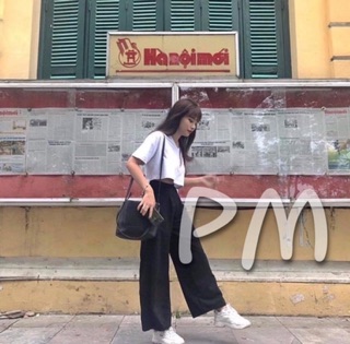 Áo croptop cổ tim + quần cull