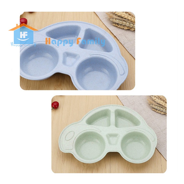 Khay ăn đĩa ăn chia ngăn cho bé hình xe hơi nguyên liệu sợi lúa mạch Wheat Straw