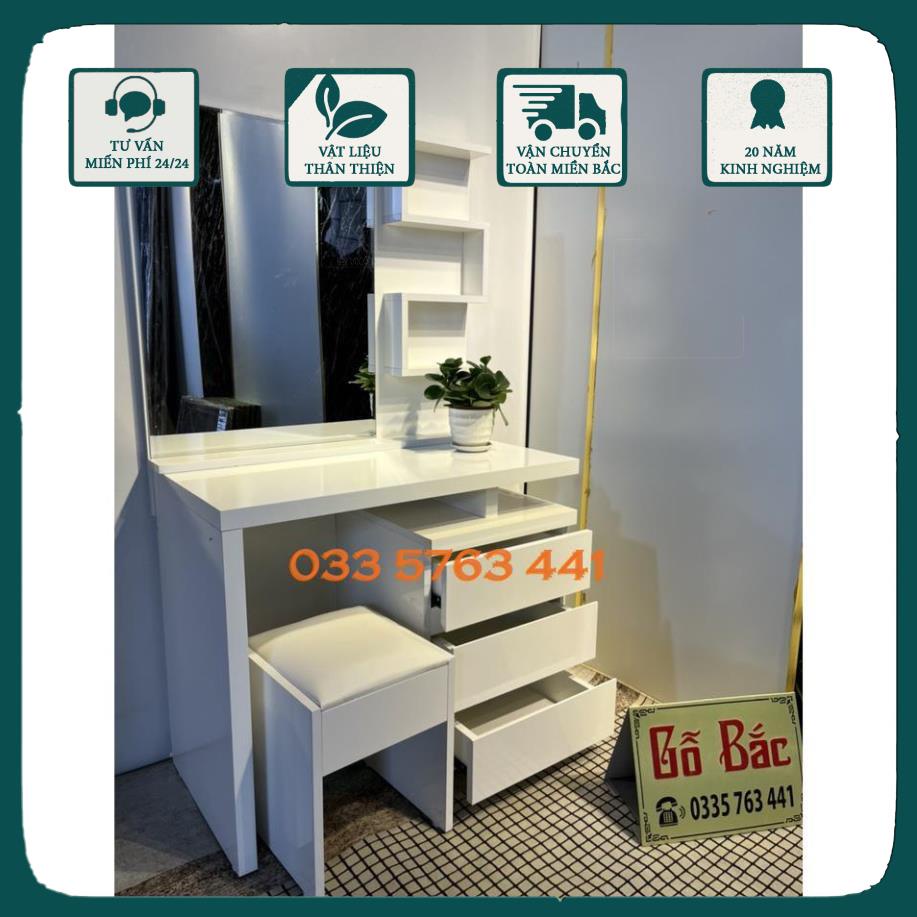 GIÁ GỐC - Bàn trang điểm bàn makeup bàn phấn gỗ MDF phủ melamin kích thước 80x40x130cm tặng kèm ghế