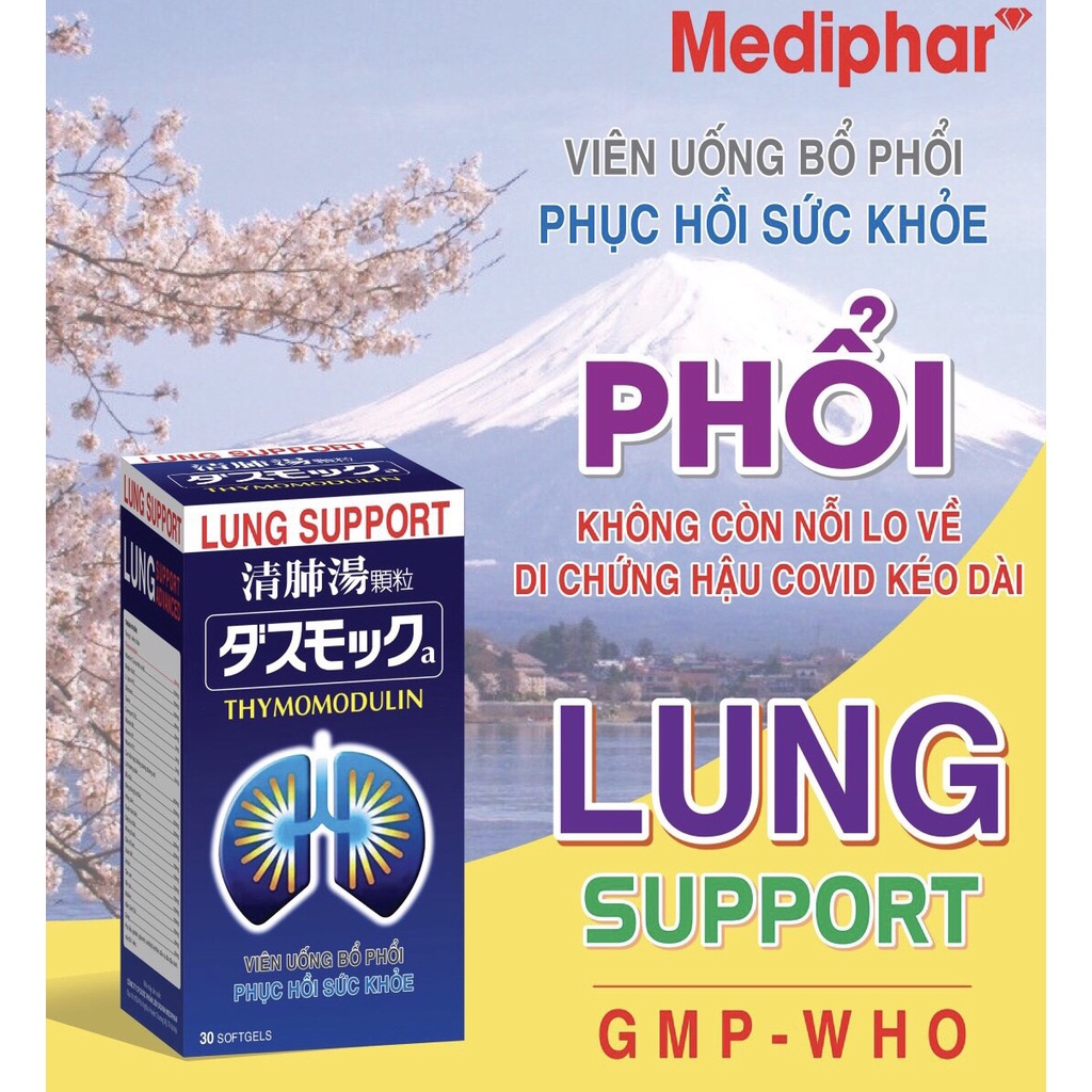 Viên uống BỔ PHỔI THYMOMODULIN phục hồi chức năng phổi sau dịch, tăng đề kháng, ngăn ngừa viêm phế quản - Hộp 30 viên