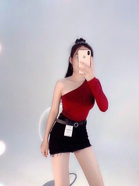 Áo lẹchvau ống tay thun lua ôm body co giảm tốt | BigBuy360 - bigbuy360.vn