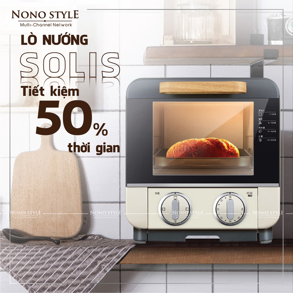 Lò nướng điện đa năng Solis mini 9 lít - Nướng bánh mì, nướng thịt, làm bánh đồ ăn sáng - Công Suất 1000W - BH 12 THÁNG