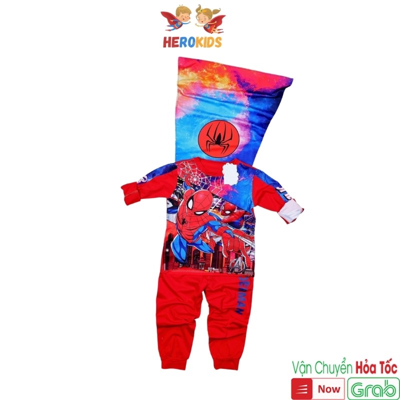 Đồ ngủ bé trai, siêu nhân nhện, vải cotton 100% co giãn 4 chiều Herokids NHEN2018