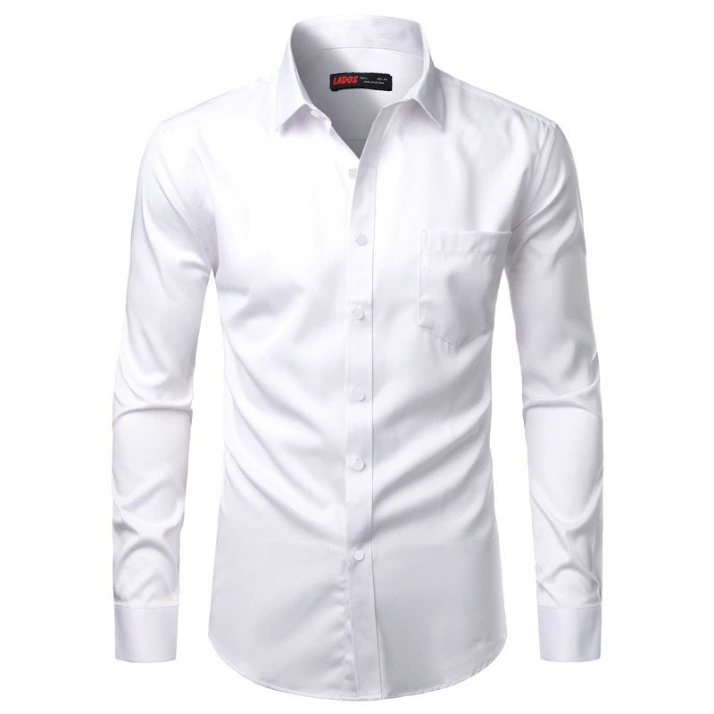 Áo sơ mi nam trơn dài tay vải lụa cao cấp LADOS-18118 kiểu dáng basic sang trọng, lịch sự, công sở