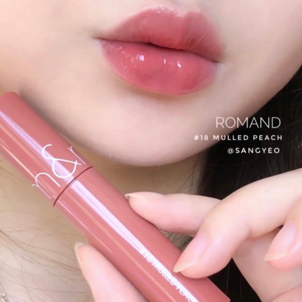 [Mẫu Mới] Son Kem Bóng Romand Màu Cam Hồng Đào Juicy Velvet Tint 18 Mulled Peach