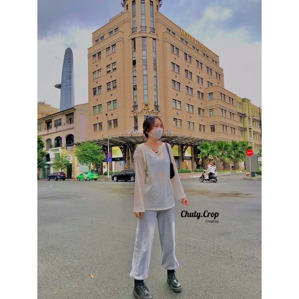 Áo thu đông len mỏng tay dài ❄Unisex long tee❄ Ảnh thật tại shop, màu trắng kem vintage