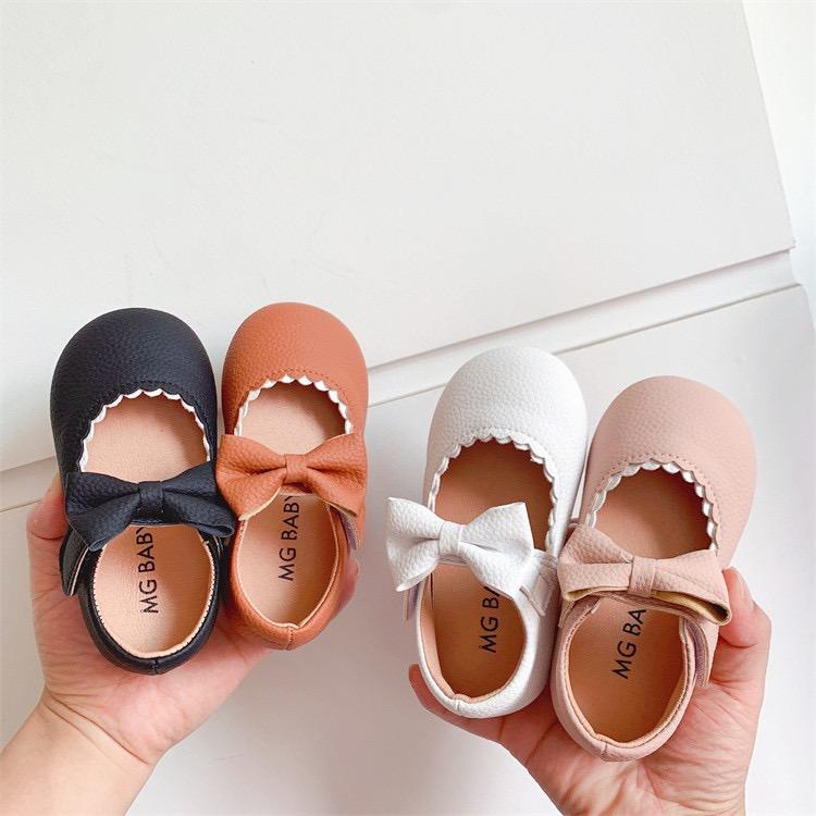 Giày Bé Gái - Giày búp bê da mềm phong cách Vintage Hàn Quốc có quai dán BB444