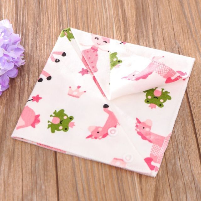 5 Chiếc Khăn Yếm Tam Giác Cotton 2 Cúc Bấm Cho Bé 0-5 Tuổi