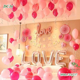 Set bóng trang trí phòng cưới, phòng tân hôn tông màu hồng mã dc36