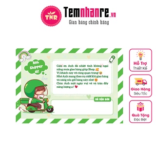Bộ 10c sticker nhãn dán cảm ơn anh shipper temnhanre.vn size 10x7cm cán màng bóng