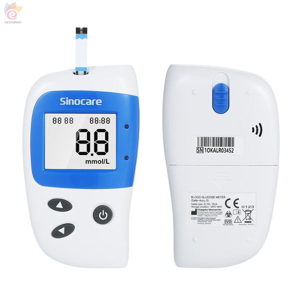 ET SINOCARE safe-Accu 2 Blood Glucose Monitoring System Glucometer Blood Glucose Meter Blood Sugar Test Kit with Lancing Device, Lancets, Test Strips Unit mmol/L