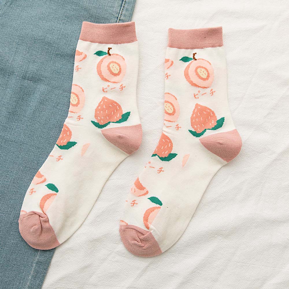 Vớ Cotton Họa Tiết Trái Cây Xinh Xắn Dành Cho Nữ