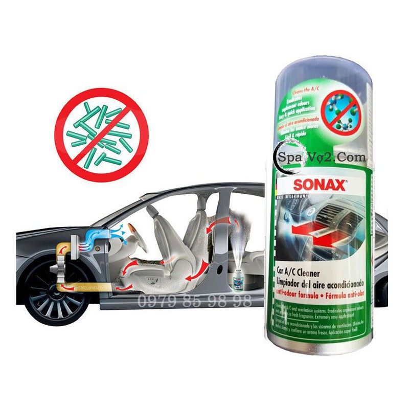 Khử mùi diệt khuẩn hệ thống điều hòa nội thất ô tô SONAX Car A/C cleaner AirAid counterdisplay 323100