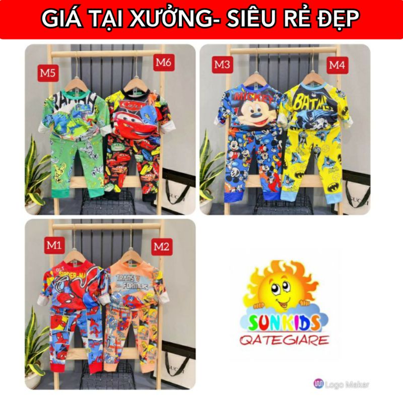 BMD1 ( 20KG-30KG) BỘ QUẦN ÁO TAY DÀI BÉ TRAI SIZE ĐẠI THUN LẠNH 3D - THUN THÁI  SIÊU NHÂN HOẠT HÌNH