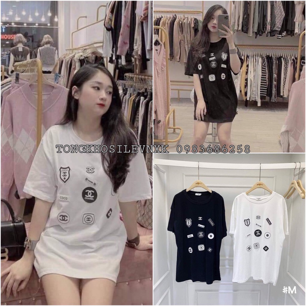 ÁO THUN IN HÌNH HUY HIỆU 2 MÀU ĐEN TRẮNG CHẤT ĐẸP