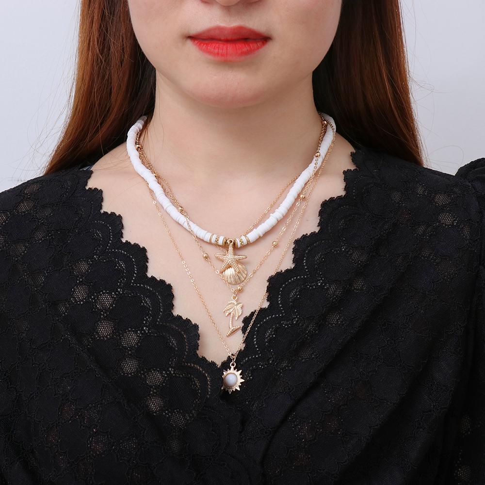 Vòng cổ Nhiều Lớp Mặt Vỏ Sò Thời Trang Đi Biển Cho Nữ