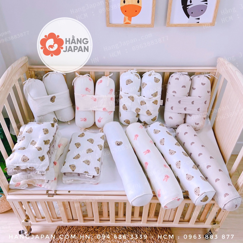 Bộ chặn gối bông kèm gối đầu Muslin của MOCHEE