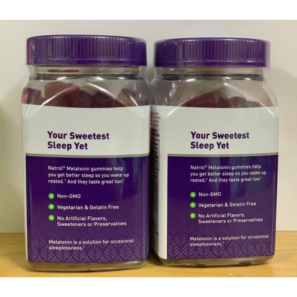Kẹo dẻo ngủ ngon vị dâu Natrol Melatonin 5mg Sleep - 180 Viên