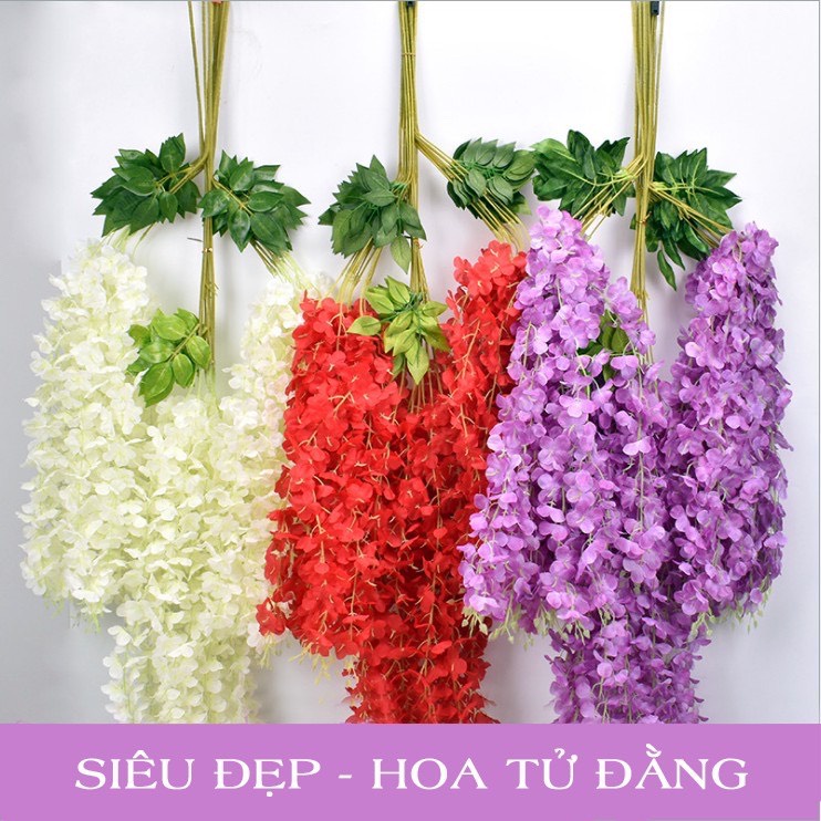 Hoa tử đằng Fuji dây dài 110cm - Hoa giả bằng lụa trang trí lễ kết hôn, sự kiện, nhà hàng, tiệc cưới