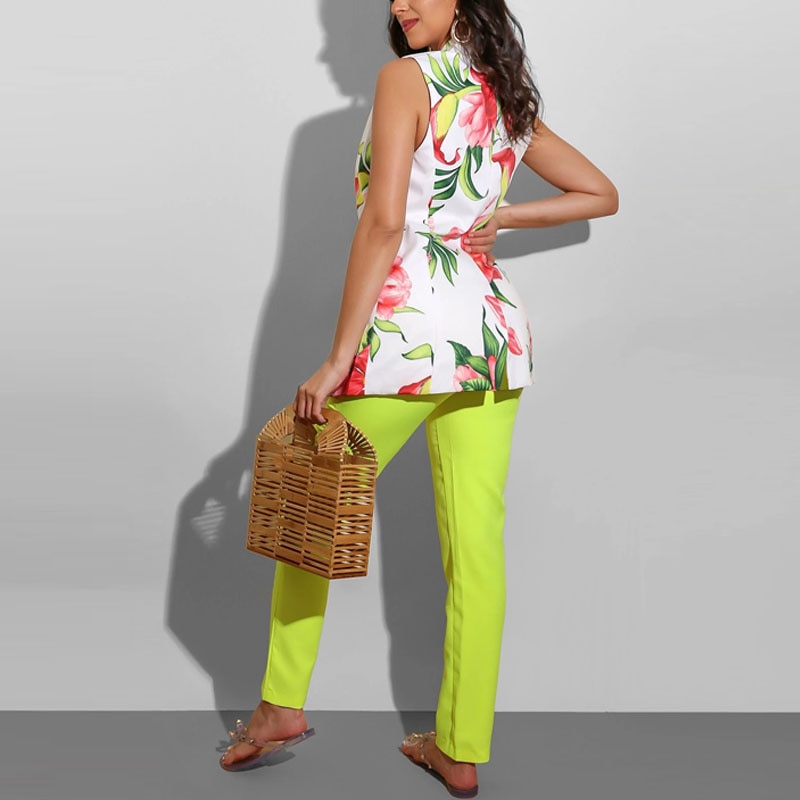 Áo Khoác Blazer Không Tay Họa Tiết Hoa Thời Trang Cho Nữ | BigBuy360 - bigbuy360.vn