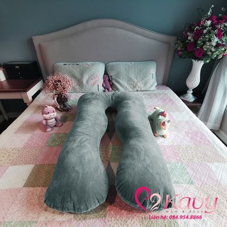 Gối U bà bầu (vải nhung) - Gối đa năng cho bà bầu