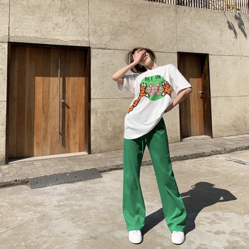 Áo Thun Tay Ngắn Cổ Tròn Dáng Rộng In Hình Móng Vuốt Hổ Thời Trang Mùa Hè