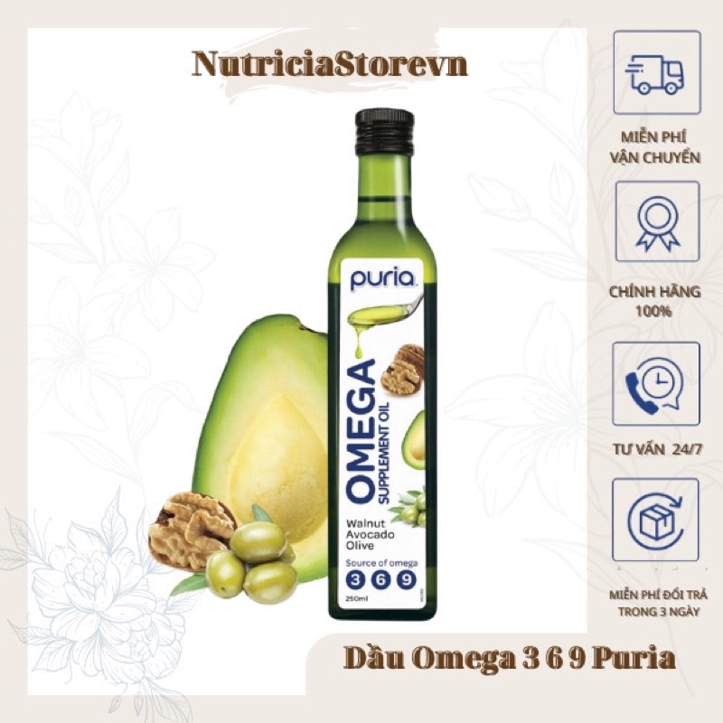 Dầu Omega 3,6,9 Puria Hạt Óc Chó Dầu Oliu Ăn Dặm Cho Bé