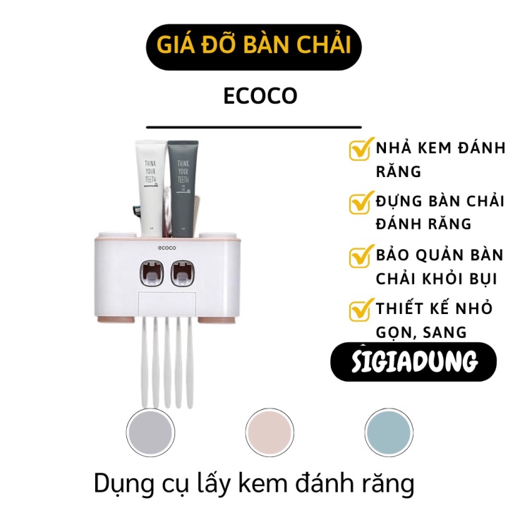 [SGD] Kệ Nhà Tắm - Bộ Nhã Kem Đánh Răng Tự Động Ecoco Treo Trường, Giá Treo Bàn Chải 8515