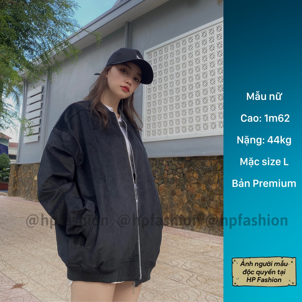 Áo khoác bomber trơn chất nhung tăm cao cấp phong cách Hàn Quốc form unisex nam nữ - B01 - Happy Style