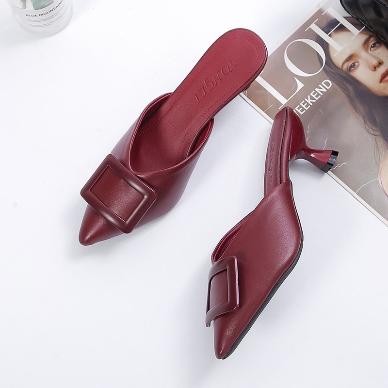 Giày Cao Gót Mũi Nhọn Bằng Da Thời Trang Nữ