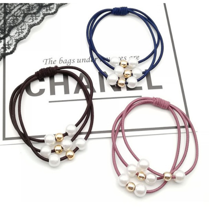 Dây cột tóc 3 lớp đính đá ngọc trai nhân tạo cute dễ thương