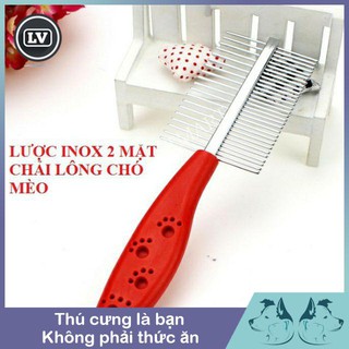 Lược inox 2 đầu chải lông chó mèo Phụ kiện Long Vũ