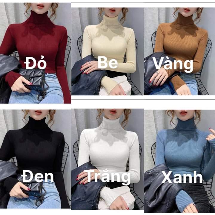 Áo len nữ cổ 7 phân nhiều màu cao cấp - Áo len tăm cổ 7 phâm / 7cm hàng quảng châu