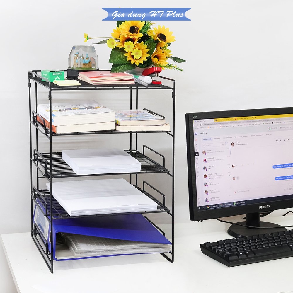 Kệ đựng tài liệu, hồ sơ để bàn làm việc bằng kim loại cứng cáp, chắc chắn, kích thước rộng nhất thị trường