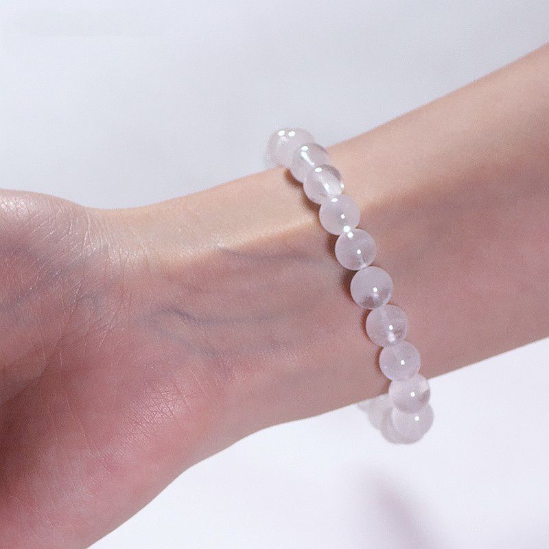 Vòng tay đá màu trắng 8li 10li 12li thanh tẩy năng lượng tiêu cực