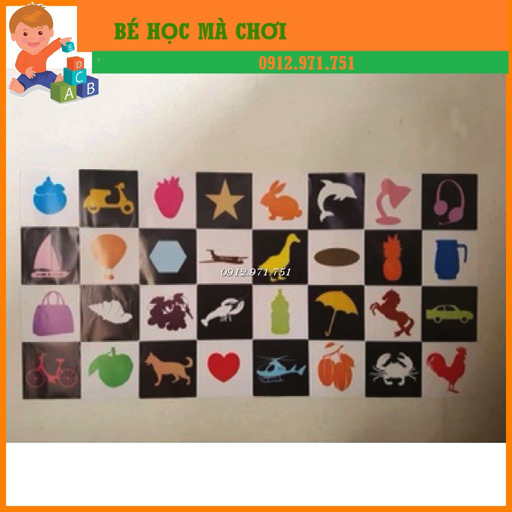Thẻ dán tường Ô BÀN CỜ kích thích thị giác bé từ 3 - 6 THÁNG