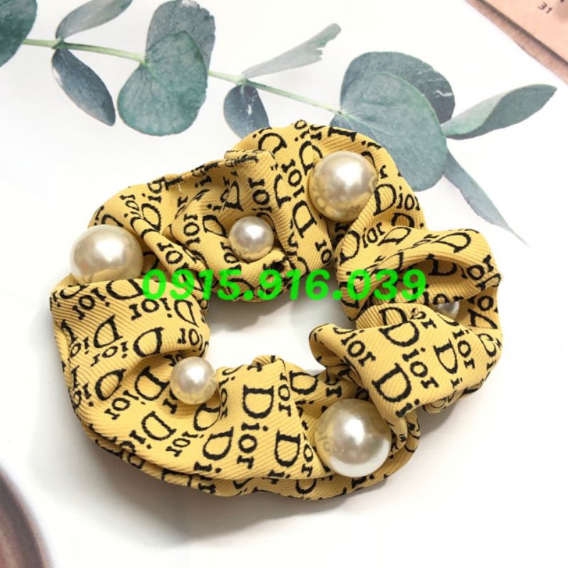 Buộc tóc bèo đính hạt châu tròn, cột tóc nữ loại đẹp