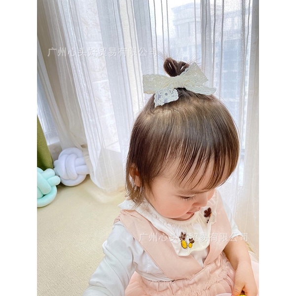 Băng đô/ Kẹp tóc nơ ren tiểu thư phong cách Hàn Quốc xinh xắn cho bé