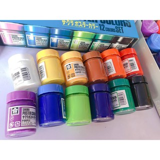 Set 12 màu Bột Cao Cấp Sakura Poster Color Hũ 30ml