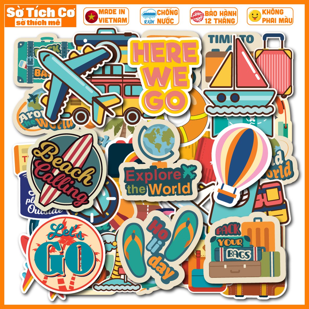 Travel 1 dán điện thoại, laptop, mũ bảo hiểm, guitar, vali MSP: T03