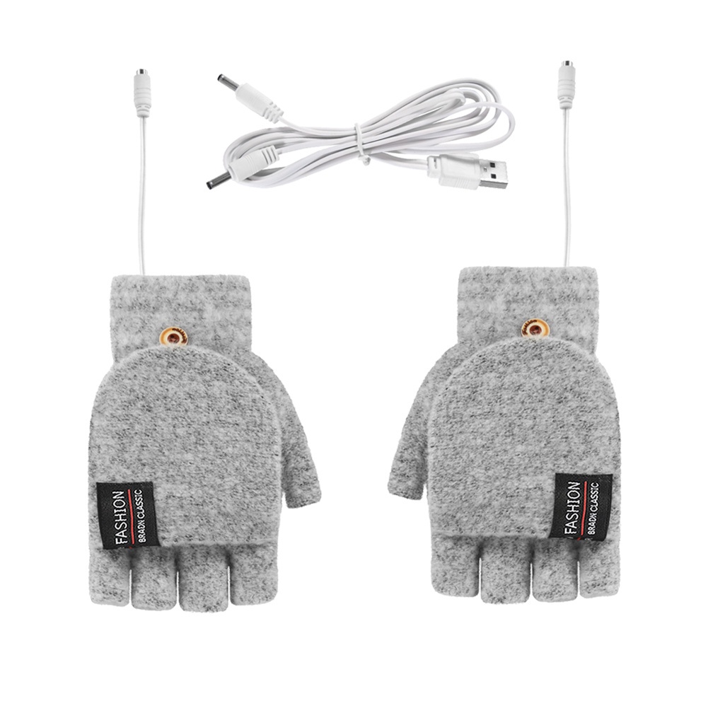 Găng Tay Sưởi Ấm Hở Ngón Bằng Điện Có Cổng Sạc USB