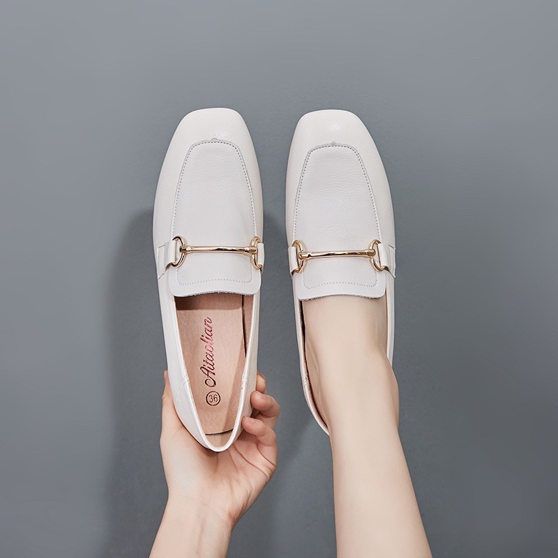 GIÀY DA MỀM 5 PHÂN KHUY VÀNG | MÀU ĐEN/TRẮNG