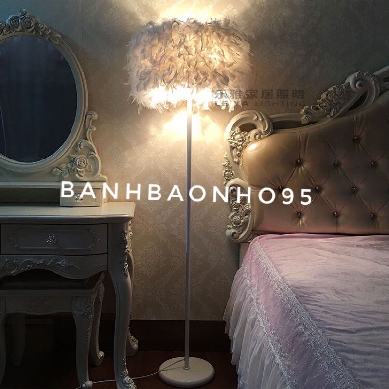 Đèn ngủ lông vũ cao, đèn trang trí cổ điển, lãng mạn