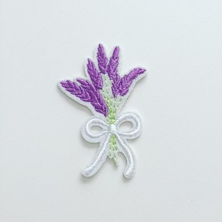 Miếng ủi thêu hoa lavender - patch ủi là thêu hoa lavender- sticker thêu ủi hoa lavender