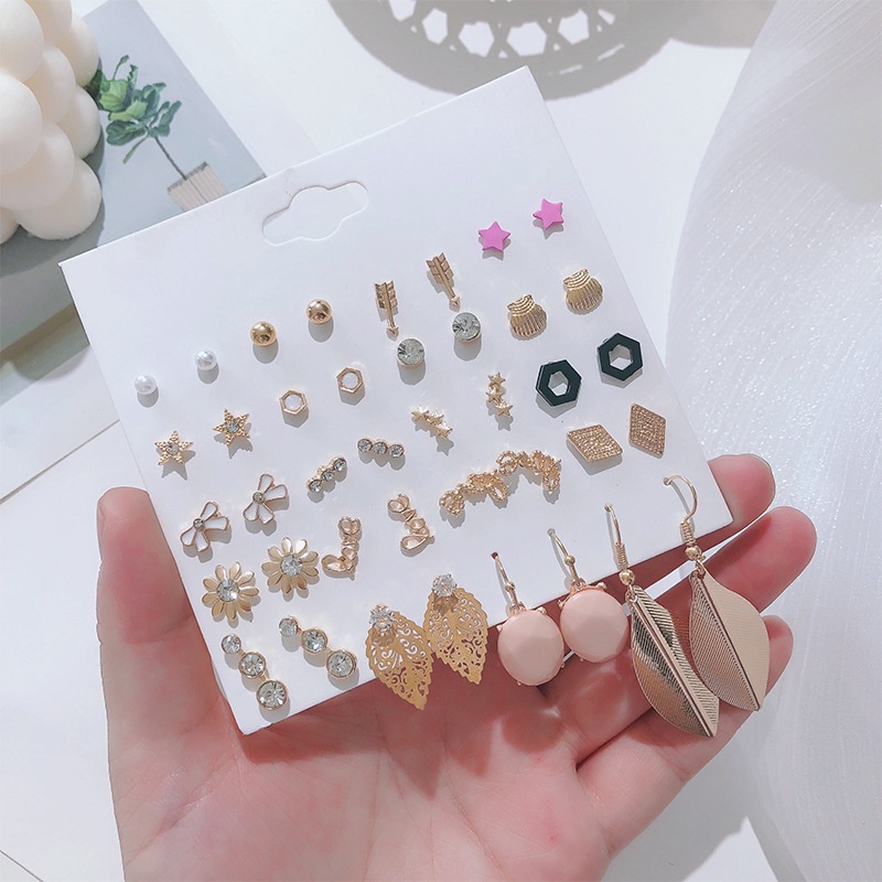 Set 20 đôi bông tai nhiều kiểu dáng xinh xắn thời trang cho nữ