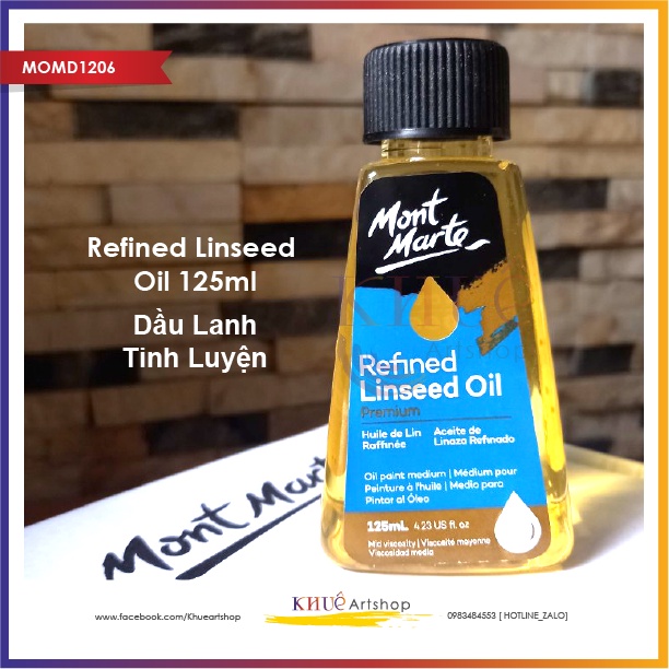 DẦU LANH PHA MÀU SƠN DẦU/ DẦU LANH TINH LUYỆN 125ML MONT MARTE / Dung môi hỗ trợ vẽ sơn dầu