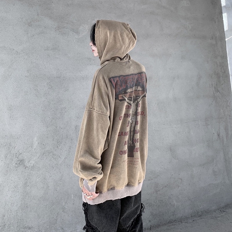 Áo hoodie wash JOC oversize Brokeboiz hình in thánh giá chính hãng Made Extreme