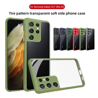 Ốp điện thoại trong suốt kiểu viền mềm chống sốc cho Samsung Galaxy S21 Ultra 5G