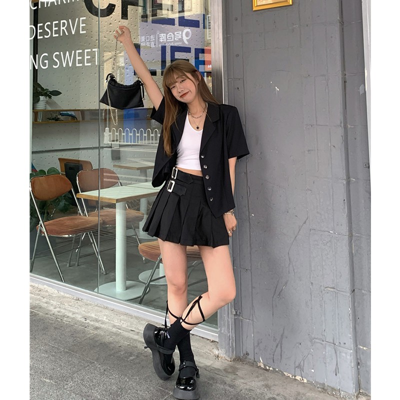 Áo Vest Blazer Ngắn tay Form rộng Sang trọng Ulzzang Hàn Quốc Thời trang