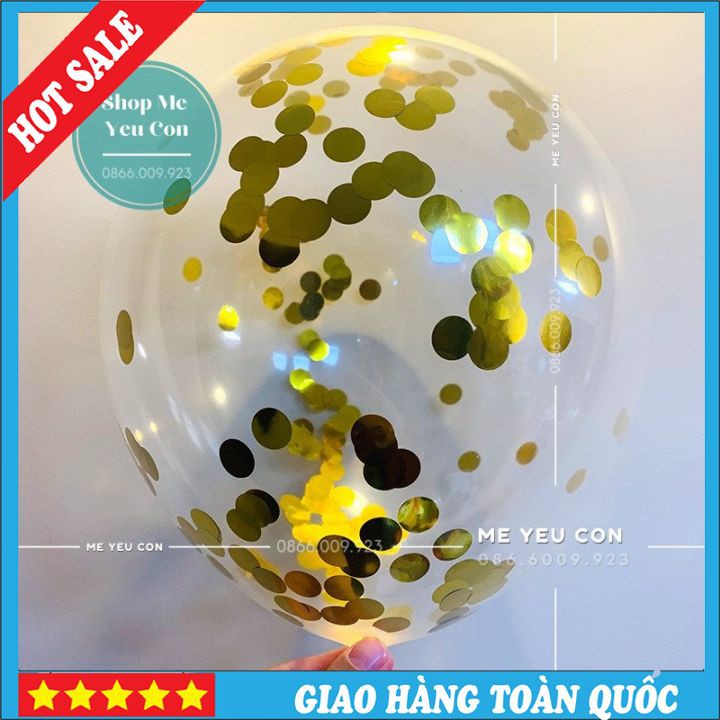 Bóng Bay Trong Suốt Rắc Nhũ ❤️FREESHIP❤️ Trang Trí Sinh Nhật, Đám Cưới, Tiệc Thôi Nôi Đầy Tháng Size 10inch, Bóng Bay